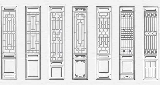 浑江常用中式仿古花窗图案隔断设计图